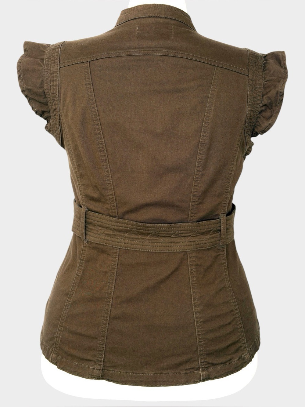 AMI Cyber Y2K Utility Vest Military Studded Techwear Ruffle Sleeve M - Picture 2 of 13